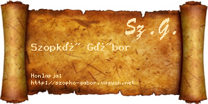 Szopkó Gábor névjegykártya