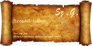 Szopkó Gábor névjegykártya
